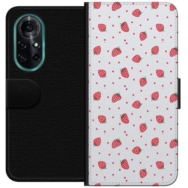 Lompakkokotelo Huawei nova 8 Pro-laitteelle, jossa on Mansikat kuvio