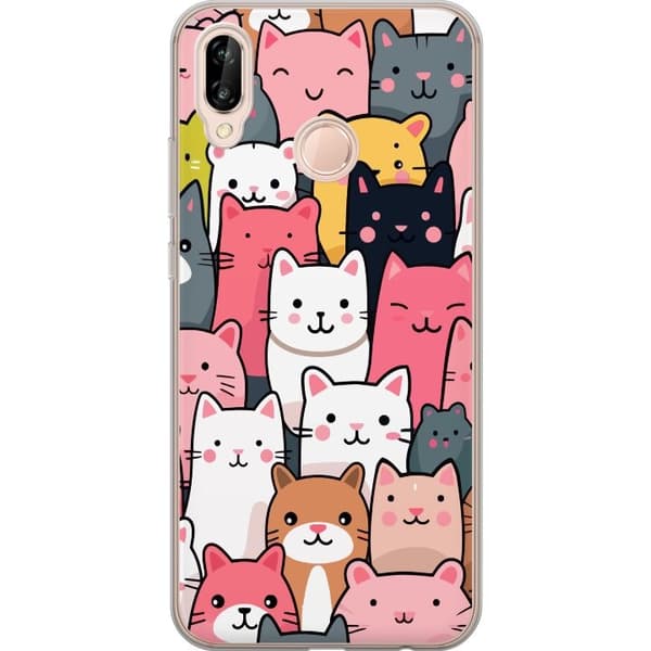 Kännykkäkuori Huawei P20 lite-laitteelle, jossa on Kissan kuviointi kuvio