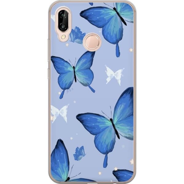 Mobilskal till Huawei P20 lite med Blå fjärillar motiv