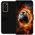 Miniatyrbillede 1 af 4: Tegnebogsetui til Huawei P40 med Fodbold motiv