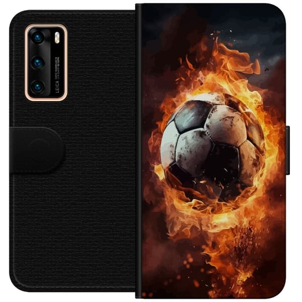 Tegnebogsetui til Huawei P40 med Fodbold motiv