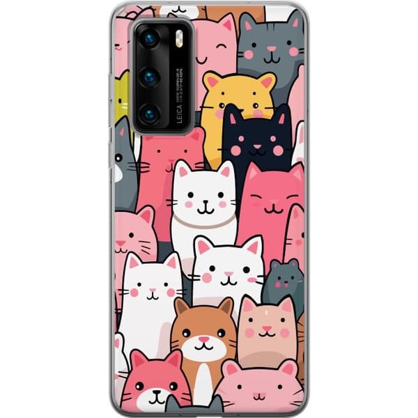 Mobildeksel til Huawei P40 med Kattmønster motiv