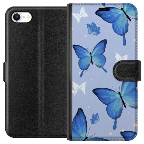 Tegnebogsetui til Apple iPhone 6s med Blå sommerfugle motiv