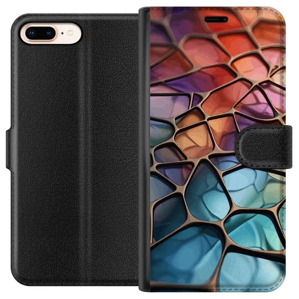 Lompakkokotelo Apple iPhone 7 Plus-laitteelle, jossa on Metallikuviointi kuvio