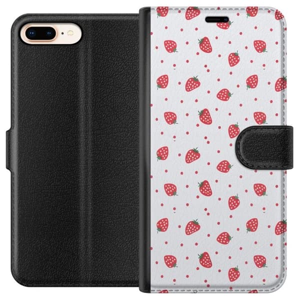 Lompakkokotelo Apple iPhone 7 Plus-laitteelle, jossa on Mansikat kuvio
