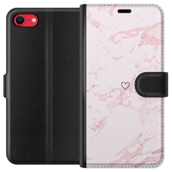 Lommeboketui til Apple iPhone SE (2020) med Rosa Hjerte motiv