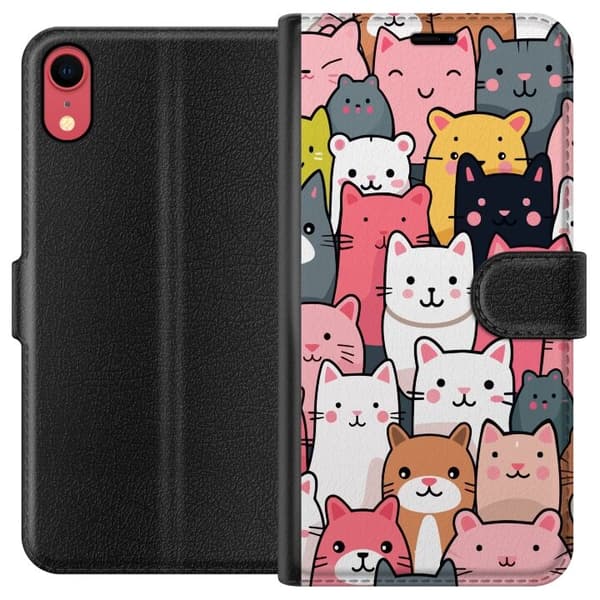 Tegnebogsetui til Apple iPhone XR med Katte mønster motiv