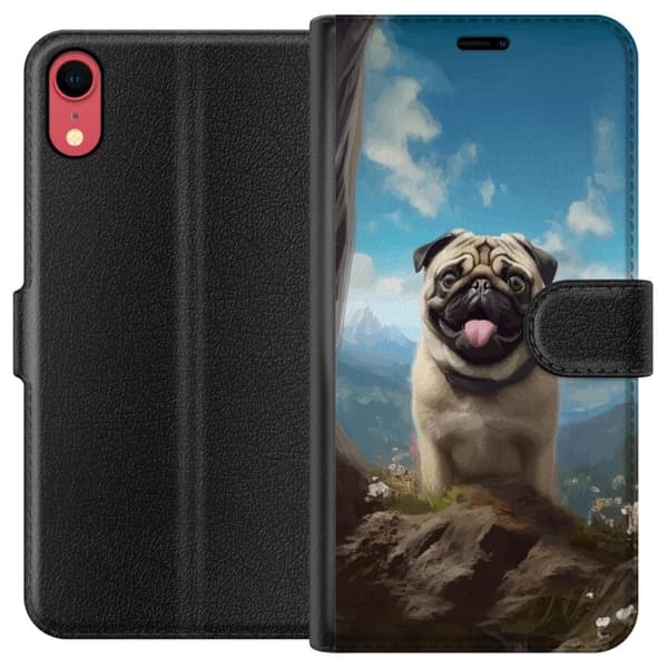 Tegnebogsetui til Apple iPhone XR med Glad Hund motiv