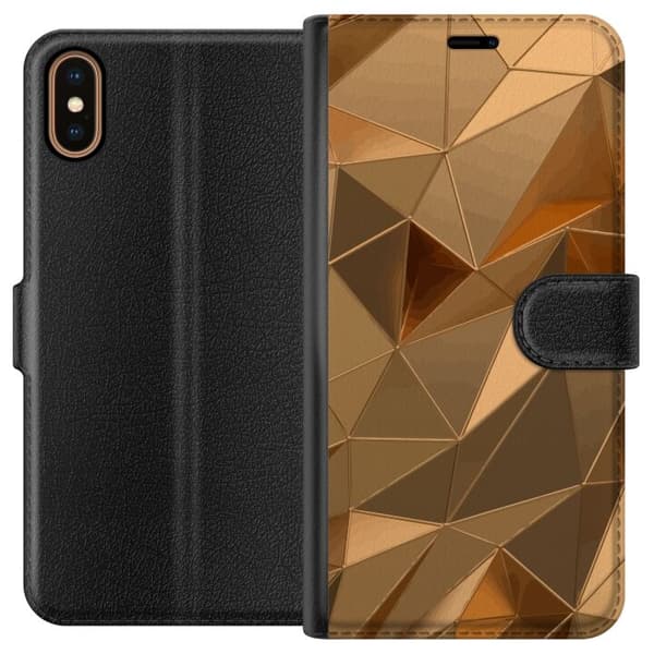 Lommeboketui til Apple iPhone XS med 3D Gull motiv
