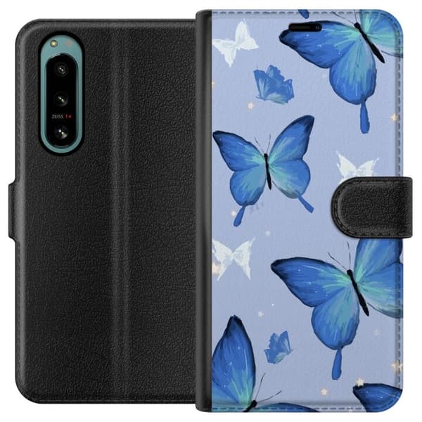 Lommeboketui til Sony Xperia 5 IV med Blå sommerfugler motiv