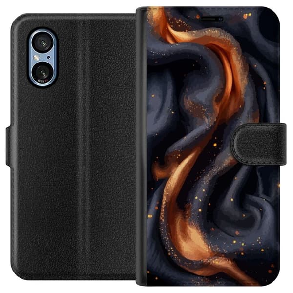 Lompakkokotelo Sony Xperia 5 V-laitteelle, jossa on Tulinen silkki kuvio