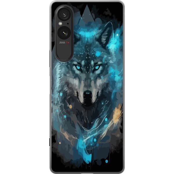 Kännykkäkuori Sony Xperia 5 V-laitteelle, jossa on Susi kuvio