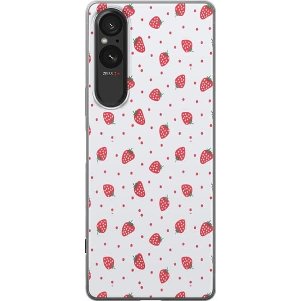 Kännykkäkuori Sony Xperia 5 V-laitteelle, jossa on Mansikat kuvio