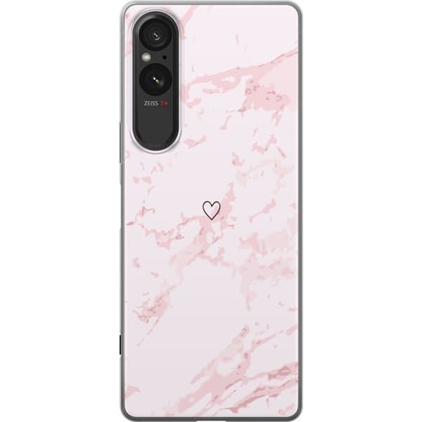 Kännykkäkuori Sony Xperia 5 V-laitteelle, jossa on Roosa Sydän kuvio