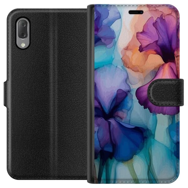 Lompakkokotelo Sony Xperia L3-laitteelle, jossa on Maagiset kukat kuvio
