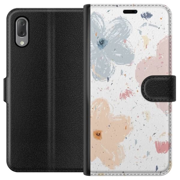 Lompakkokotelo Sony Xperia L3-laitteelle, jossa on Kukat kuvio