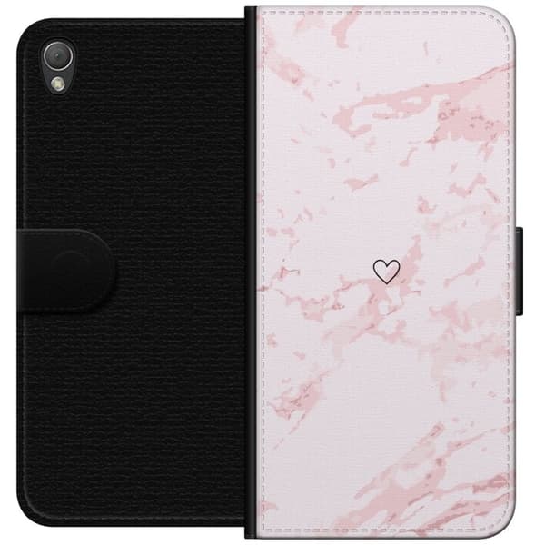 Lompakkokotelo Sony Xperia Z3-laitteelle, jossa on Roosa Sydän kuvio