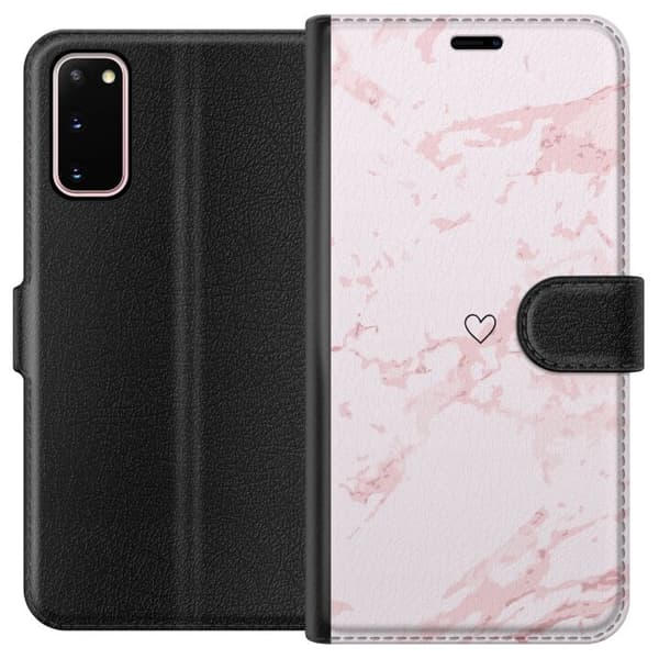 Tegnebogsetui til Samsung Galaxy S20 med Rosa Hjerte motiv
