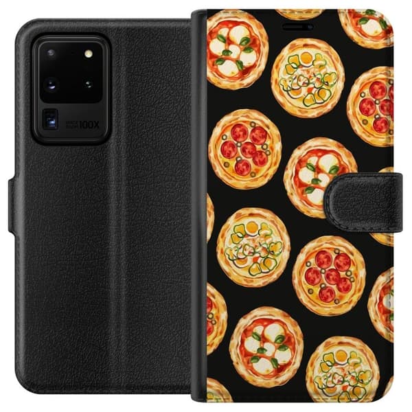 Lompakkokotelo Samsung Galaxy S20 Ultra-laitteelle, jossa on Pizza kuvio