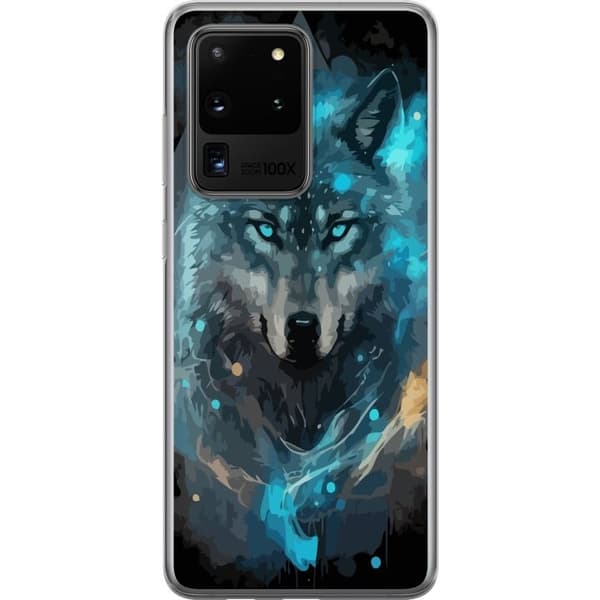 Kännykkäkuori Samsung Galaxy S20 Ultra-laitteelle, jossa on Susi kuvio