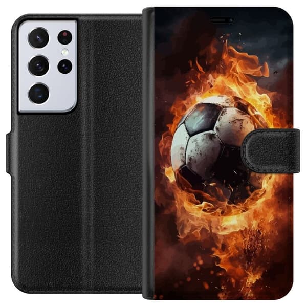 Tegnebogsetui til Samsung Galaxy S21 Ultra 5G med Fodbold motiv