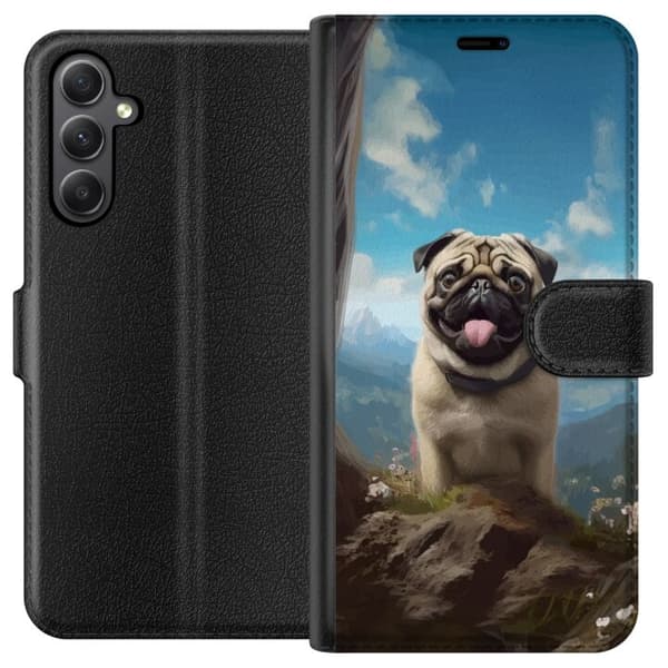 Lompakkokotelo Samsung Galaxy S23 FE-laitteelle, jossa on Iloinen Koira kuvio
