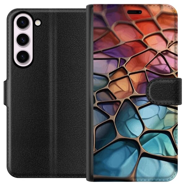 Lompakkokotelo Samsung Galaxy S23+-laitteelle, jossa on Metallikuviointi kuvio