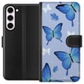 Pikkukuva 1 / 4: Lompakkokotelo Samsung Galaxy S23+-laitteelle, jossa on Sinisiä perhosia kuvio