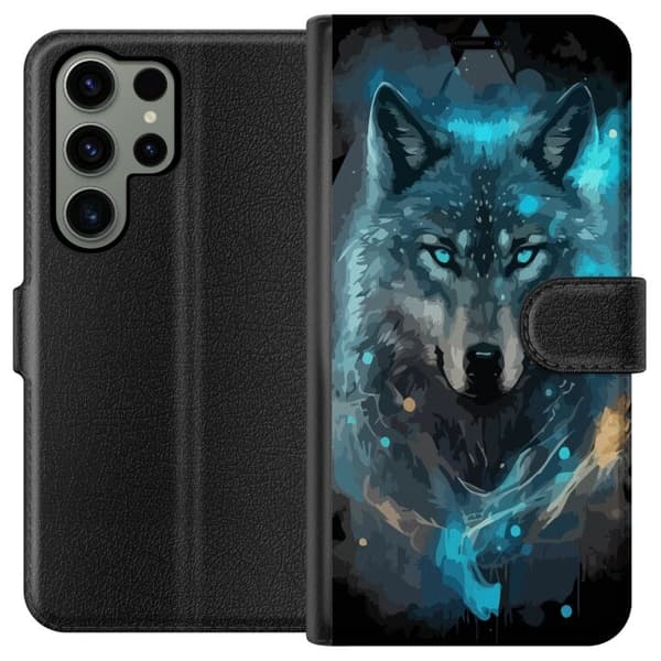 Tegnebogsetui til Samsung Galaxy S23 Ultra med Ulve motiv