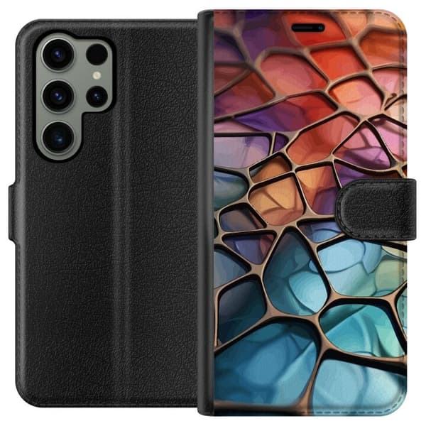 Lommeboketui til Samsung Galaxy S23 Ultra med Metalliskt mønster motiv