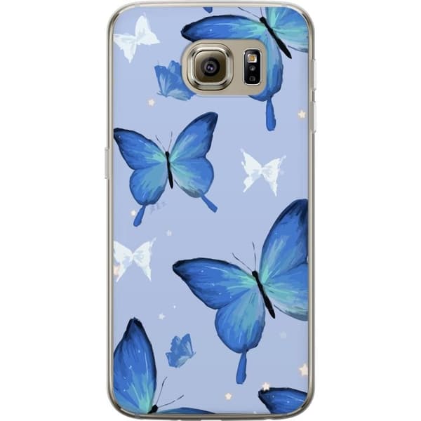 Mobilskal till Samsung Galaxy S6 med Blå fjärillar motiv