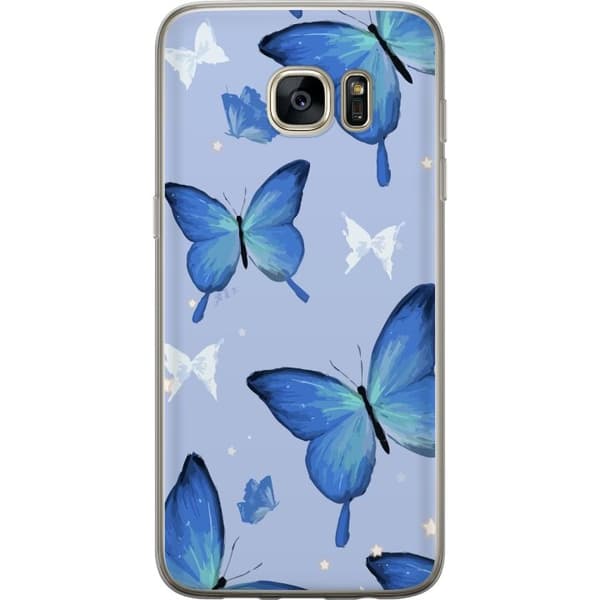 Mobilcover til Samsung Galaxy S7 edge med Blå sommerfugle motiv