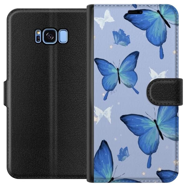 Plånboksfodral till Samsung Galaxy S8 med Blå fjärillar motiv
