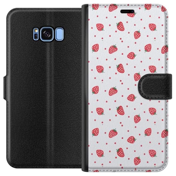 Lompakkokotelo Samsung Galaxy S8-laitteelle, jossa on Mansikat kuvio