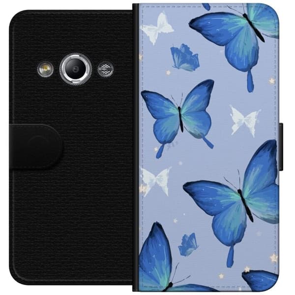 Plånboksfodral till Samsung Galaxy Xcover 3 med Blå fjärillar motiv