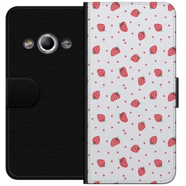 Lommeboketui til Samsung Galaxy Xcover 3 med Jordbær motiv