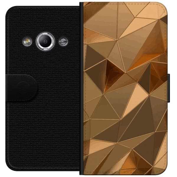 Lommeboketui til Samsung Galaxy Xcover 3 med 3D Gull motiv