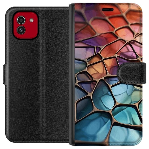 Lompakkokotelo Samsung Galaxy A03-laitteelle, jossa on Metallikuviointi kuvio