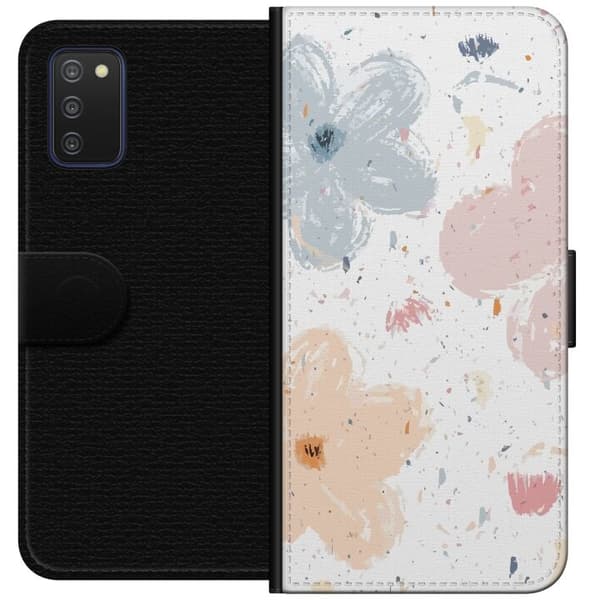 Lompakkokotelo Samsung Galaxy A03s-laitteelle, jossa on Kukat kuvio