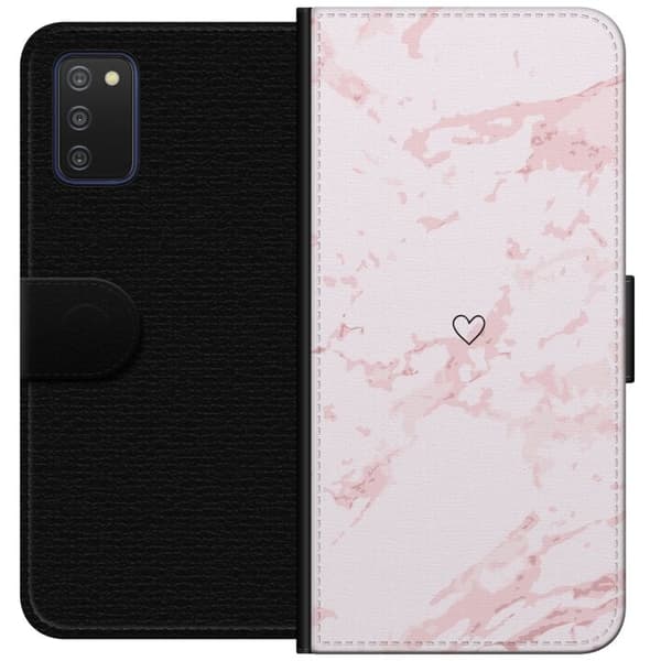 Lompakkokotelo Samsung Galaxy A03s-laitteelle, jossa on Roosa Sydän kuvio