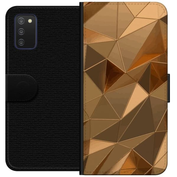 Tegnebogsetui til Samsung Galaxy A03s med 3D Guld motiv