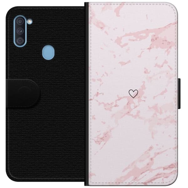 Lommeboketui til Samsung Galaxy A11 med Rosa Hjerte motiv