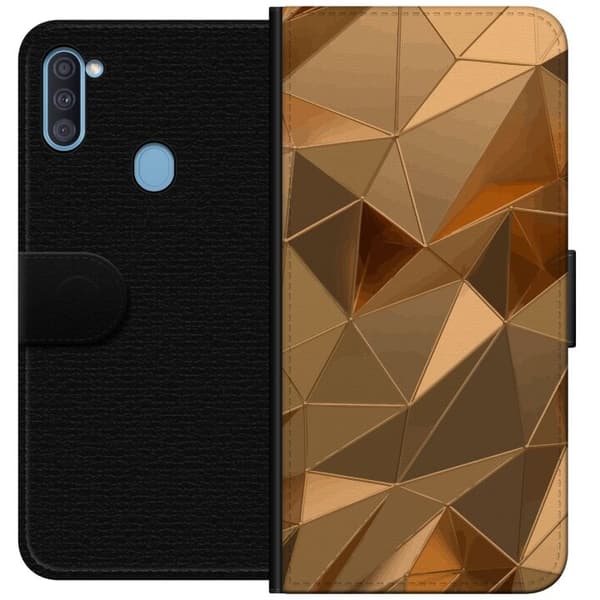 Tegnebogsetui til Samsung Galaxy A11 med 3D Guld motiv