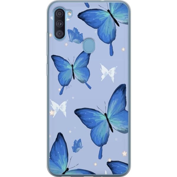 Mobilskal till Samsung Galaxy A11 med Blå fjärillar motiv