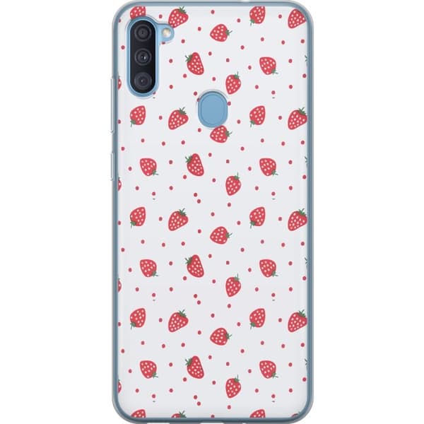 Kännykkäkuori Samsung Galaxy A11-laitteelle, jossa on Mansikat kuvio