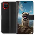 Miniatyrbillede 1 af 4: Tegnebogsetui til Samsung Galaxy A12 med Glad Hund motiv