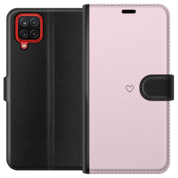 Lompakkokotelo Samsung Galaxy A12-laitteelle, jossa on Sydän kuvio