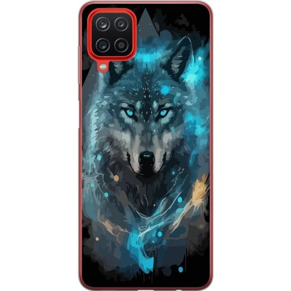 Kännykkäkuori Samsung Galaxy A12-laitteelle, jossa on Susi kuvio