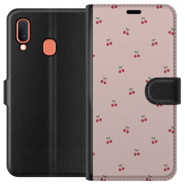 Plånboksfodral till Samsung Galaxy A20e med Körsbär motiv