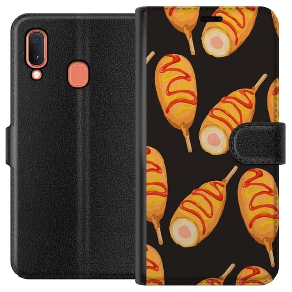 Plånboksfodral till Samsung Galaxy A20e med Kycklingklubba motiv